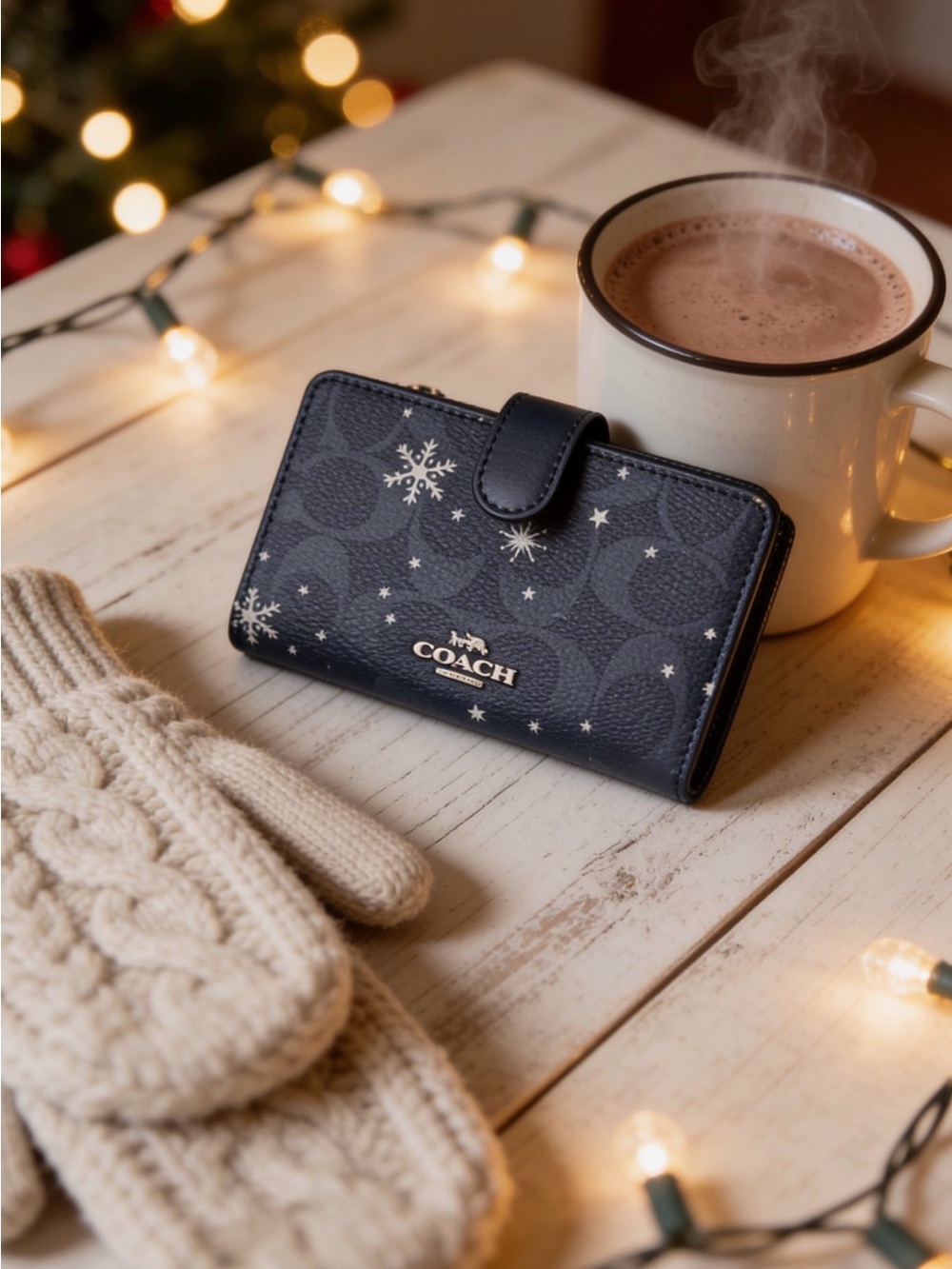 Coach Signature Snowflake Medium Zip Wallet